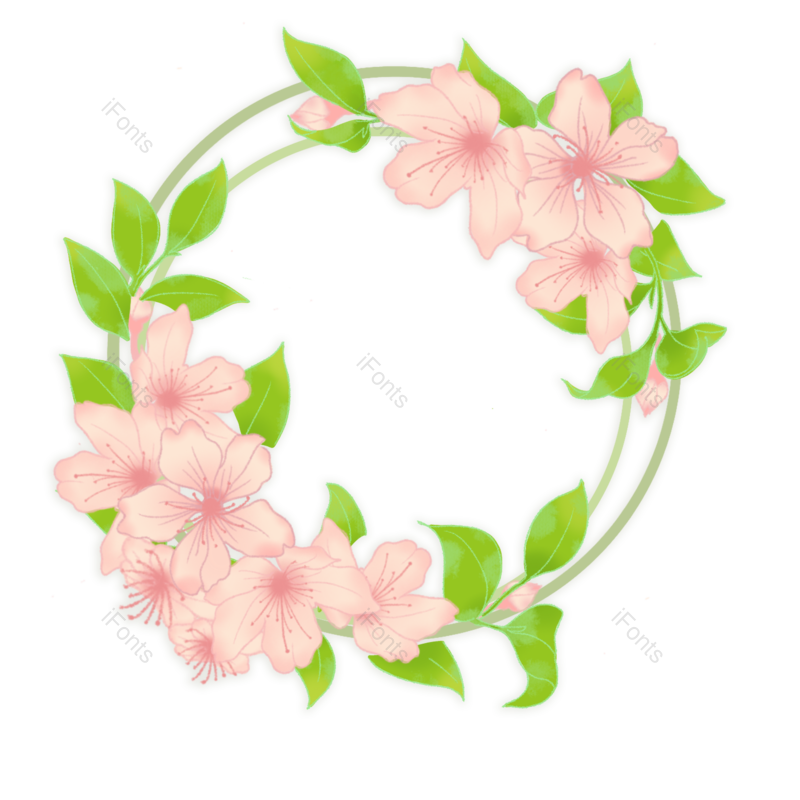 花环图片,粉色花朵元素,日本元素PNG,樱花免抠素材